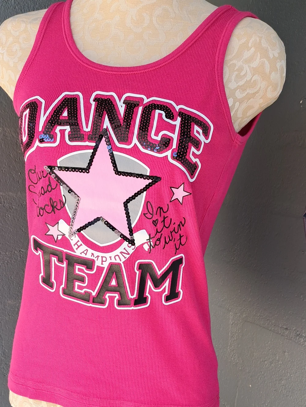 Justice Hot Pink Sequin 'Dance Team' Tank Top